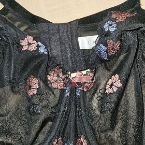 Lane Bryant Black and Pink Floral Lace Bra